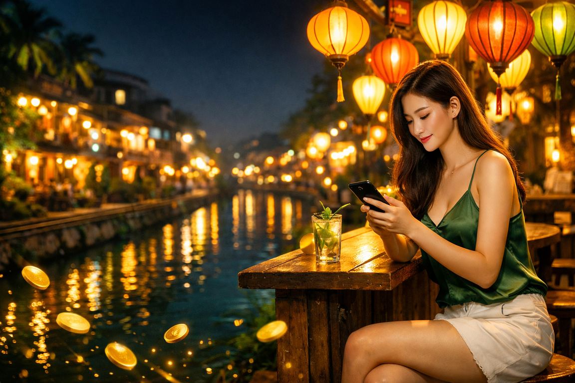 Người dùng Hà Nội truy cập casino di động tại khu chợ đêm sôi động